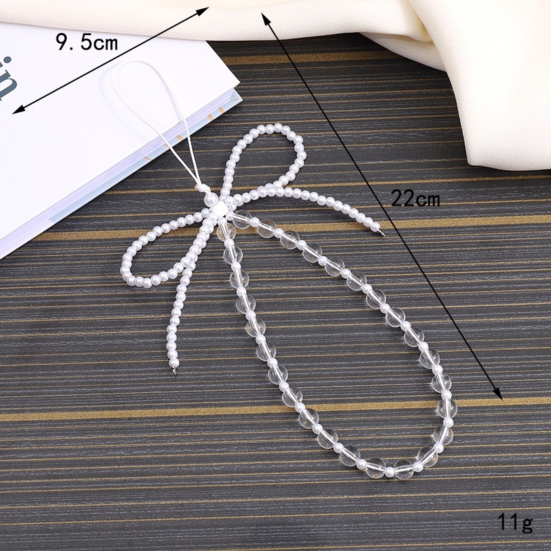 Yilian new crystal bead bow phone case hanging rope fashionable and versatile anti loss wrist strap chain for women