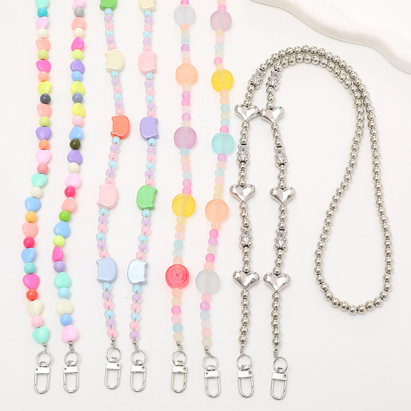 Yilian New Style Beaded Mobile Cute Smiling Face Crossarm Chain Love Phone Case Hanging Rope Pendant Female
