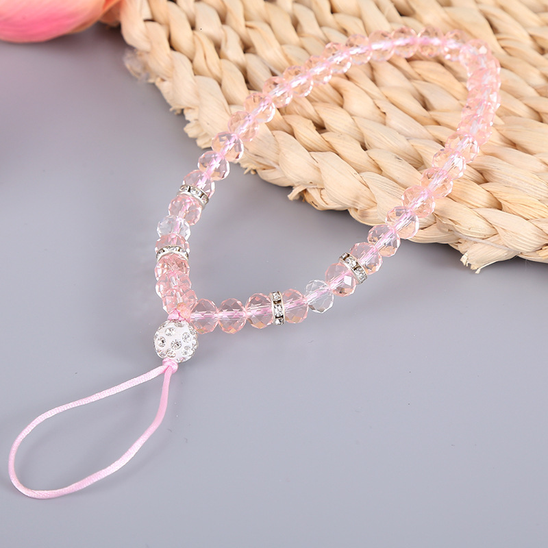 Creative new crystal short bracelet pendant transparent lanyard simple and exquisite mobile phone ornament