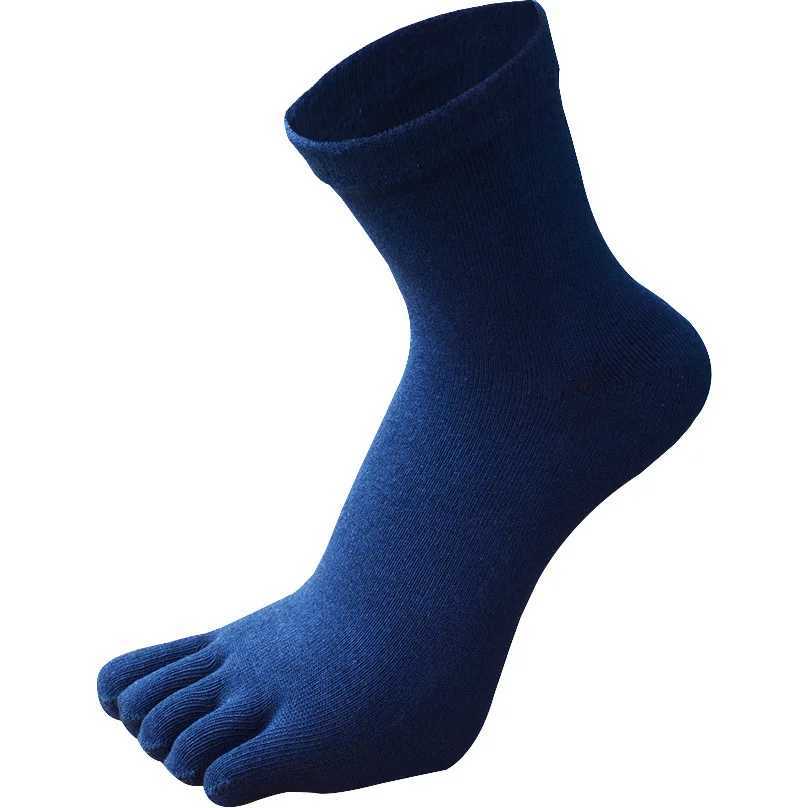 5 Pairs Large Size Thick Cotton Toe Socks for Men Autumn Winter Five Fingers Socks Black White Solid Casual Socks Plus Size 7-11 M240907