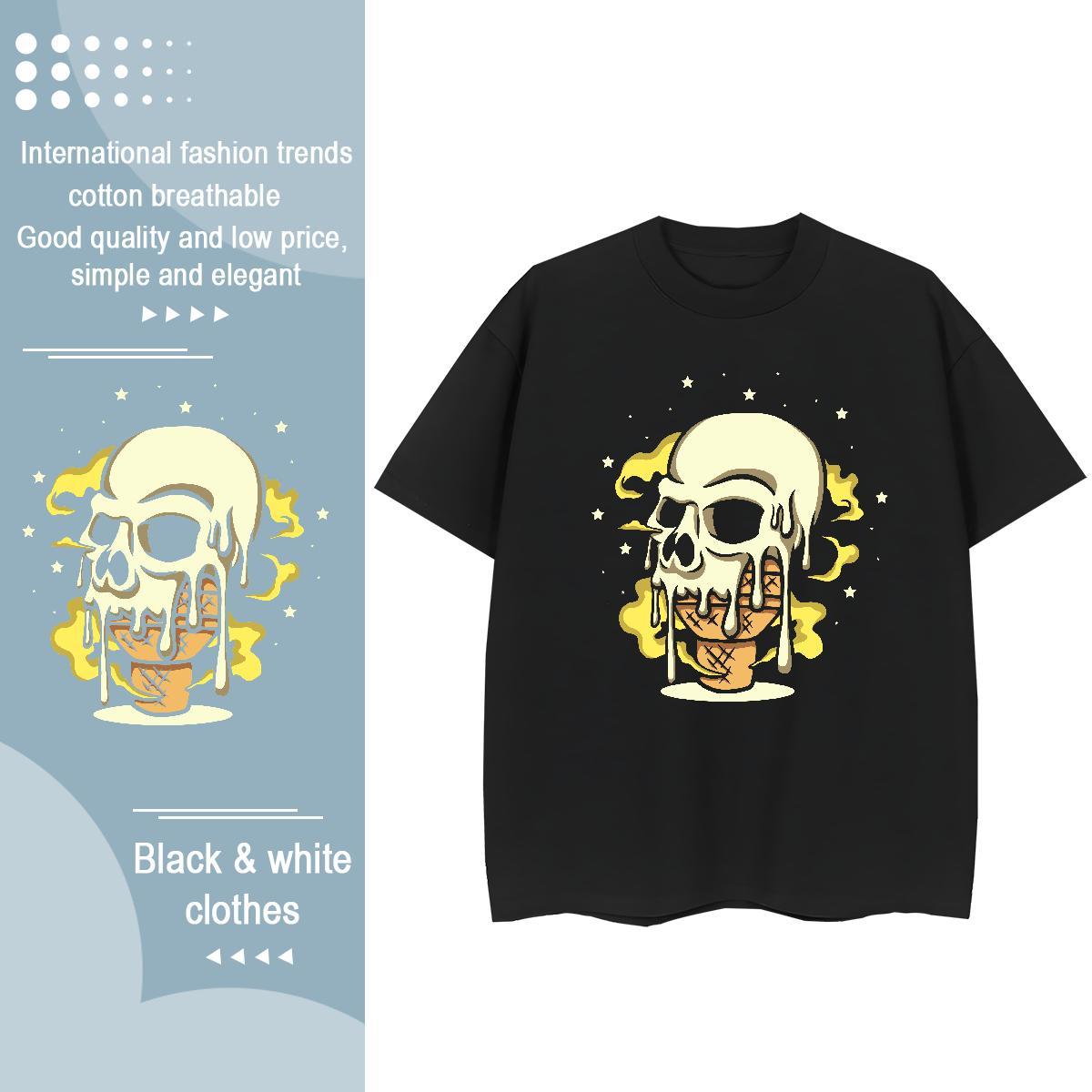 New Womens T Shirts 230g 100% Cotton O Neck Short Sleeves Sport skull Women Tees Lady Graphic Tshirts