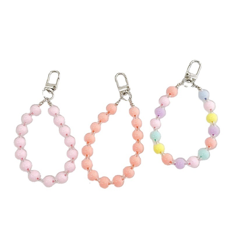 Yilian Jewelry Acrylic Candy colored Beaded Earphone Protective Cover Pendant Girl Keychain Bag Hanger