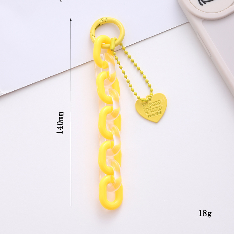 Colorful jelly acrylic chain pendant ins summer love protection cover hanging decoration car keychain