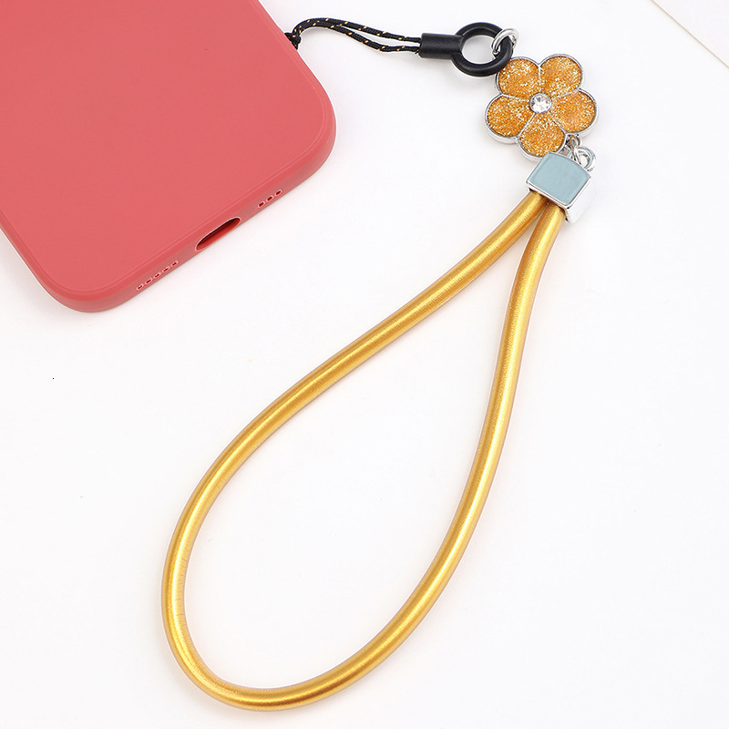 Yilian new plastic silicone tube gold foil wristband short hanging rope anti fall phone chain gift for women