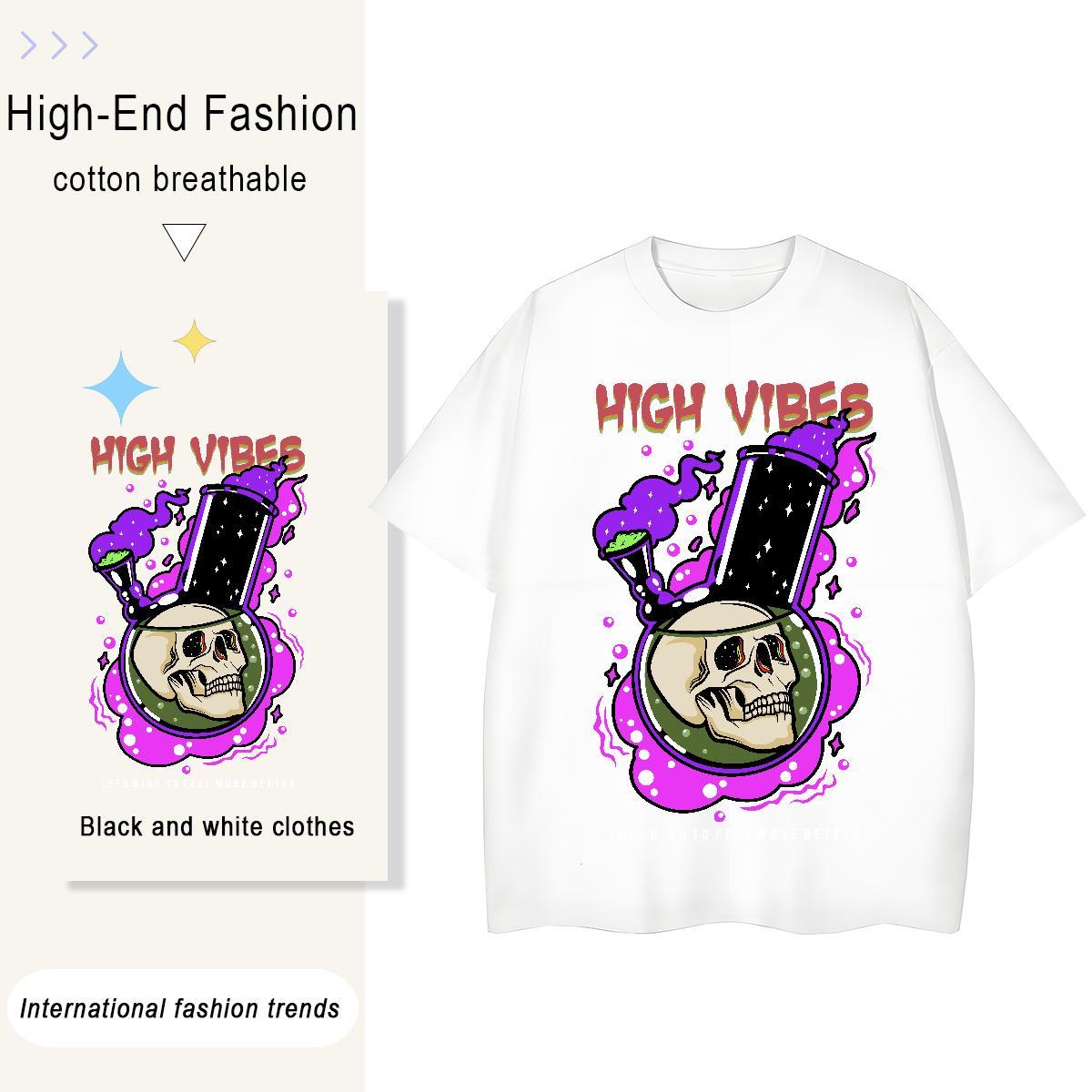 Fashion Casual T-Shirts for Women 230g 100% Cotton Short sleeve Soft Summer Casual skull Woman Tshirt Designer Graphic Top Shirts