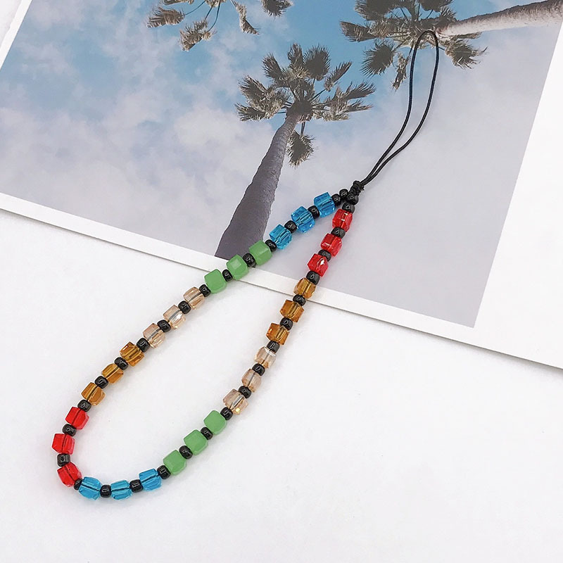 Yilian new crystal bead chain hanging accessory, wrist short, high-end anti loss accessory for women, mobile phone rope