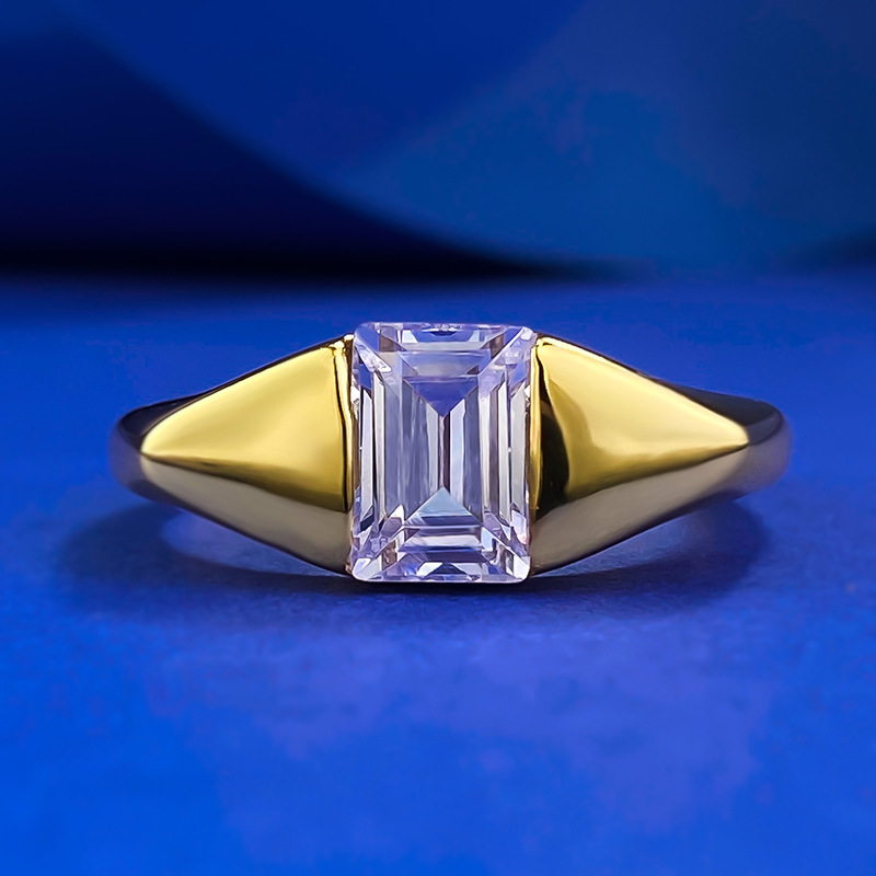 Geometry Solitaire Amethyst Moissanite Wedding Ring Set in Sterg Sier