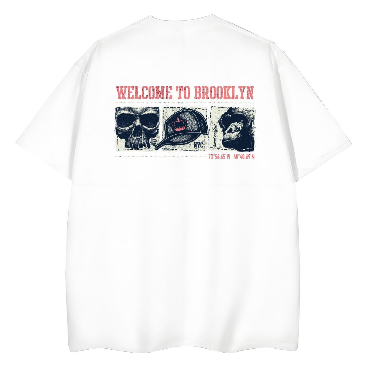 Casual New T Shirts Women 230g Cotton Breathable Short Sleeve Outdoor skull Womens Tshirts Female Black White Wear