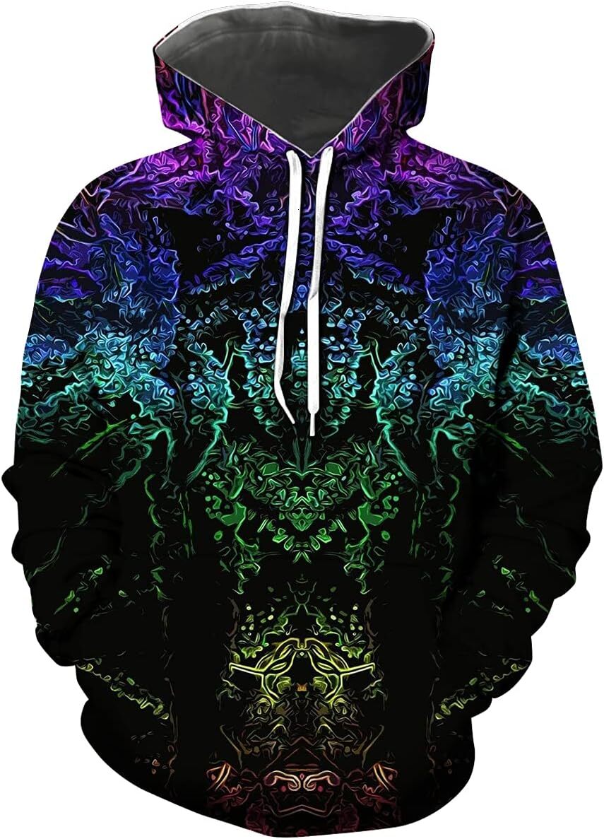 Hoodie for Mens Womens Hippie Hoodie Sweatshirt Trippy Hooded Pullover Top Graphic Hoodies sweatshirt Pullover Long Sleeve