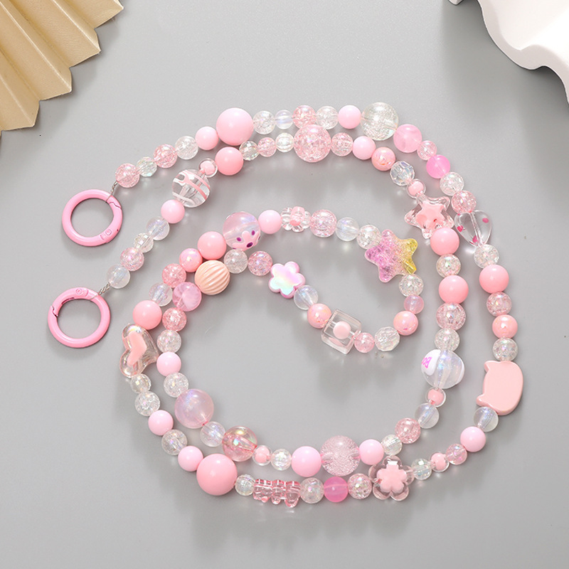 Yilian's new mixed color series crossbody acrylic hand-painted bead chain phone case hanging rope pendant