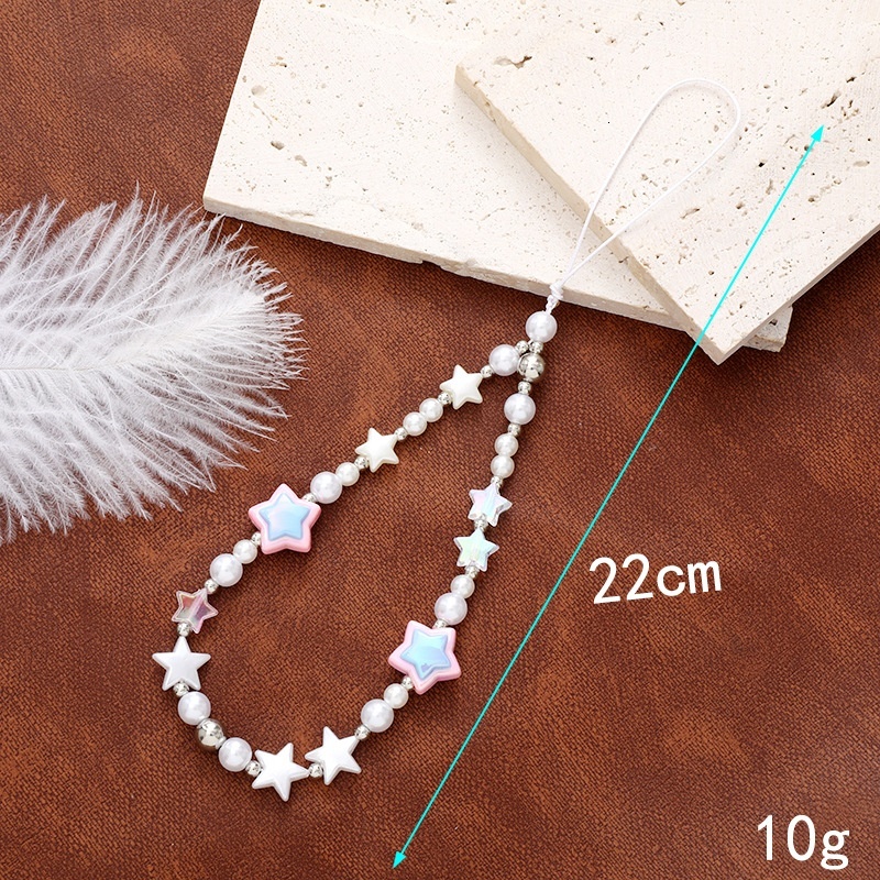 Korean Instagram Style New Love Beaded Chain Phone Keychain Earphone Case Cord Pendant Female