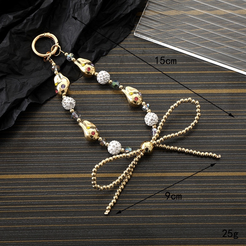 Ins new pearl bow bead case keychain pendant wrist strap phone lanyard accessory