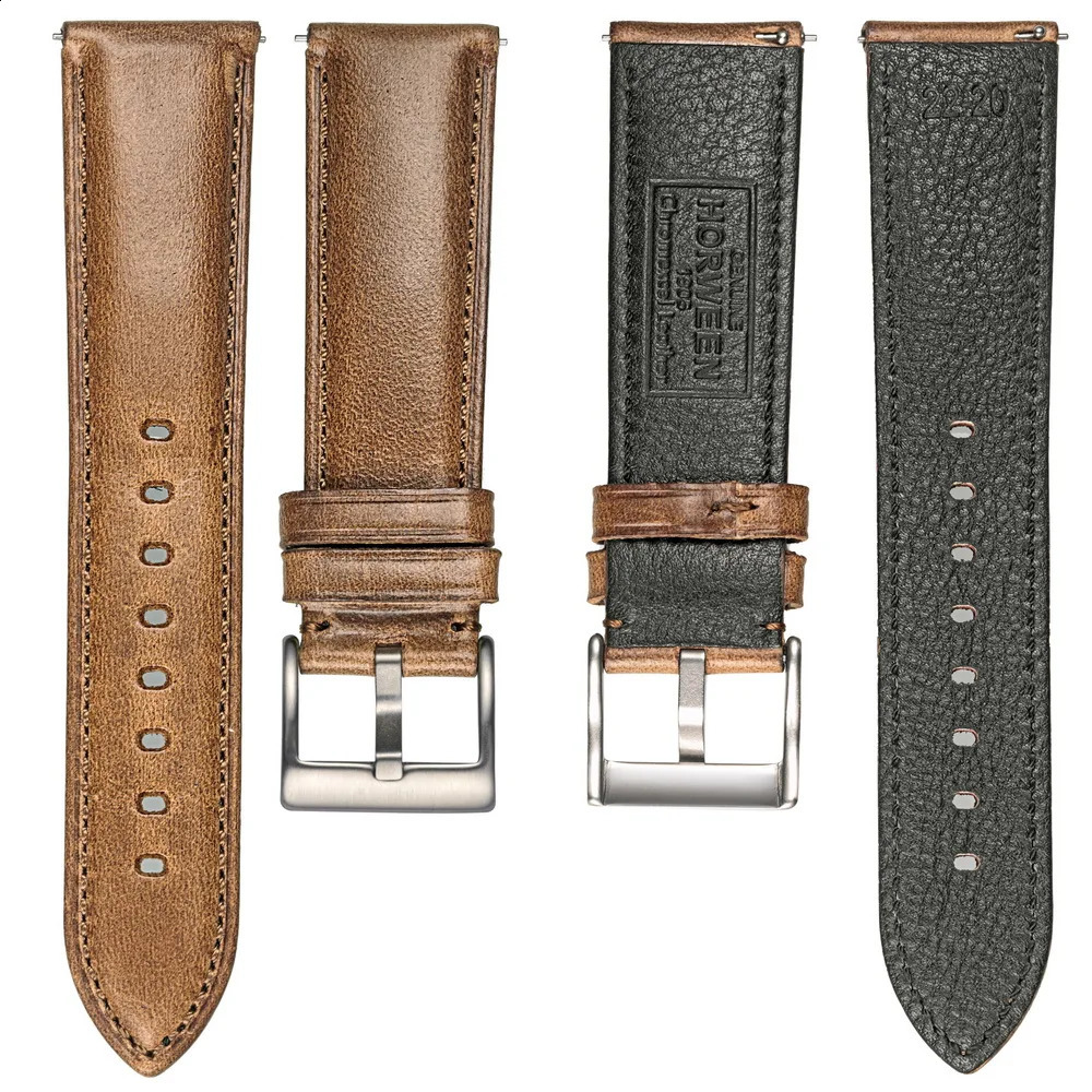 Hemsut Cowhide Leather Watch Bands Quick Release Handmade HORWEEN 100%Genuine Leather Wrist Straps 18mm 19mm 20mm 21mm 22mm 240906