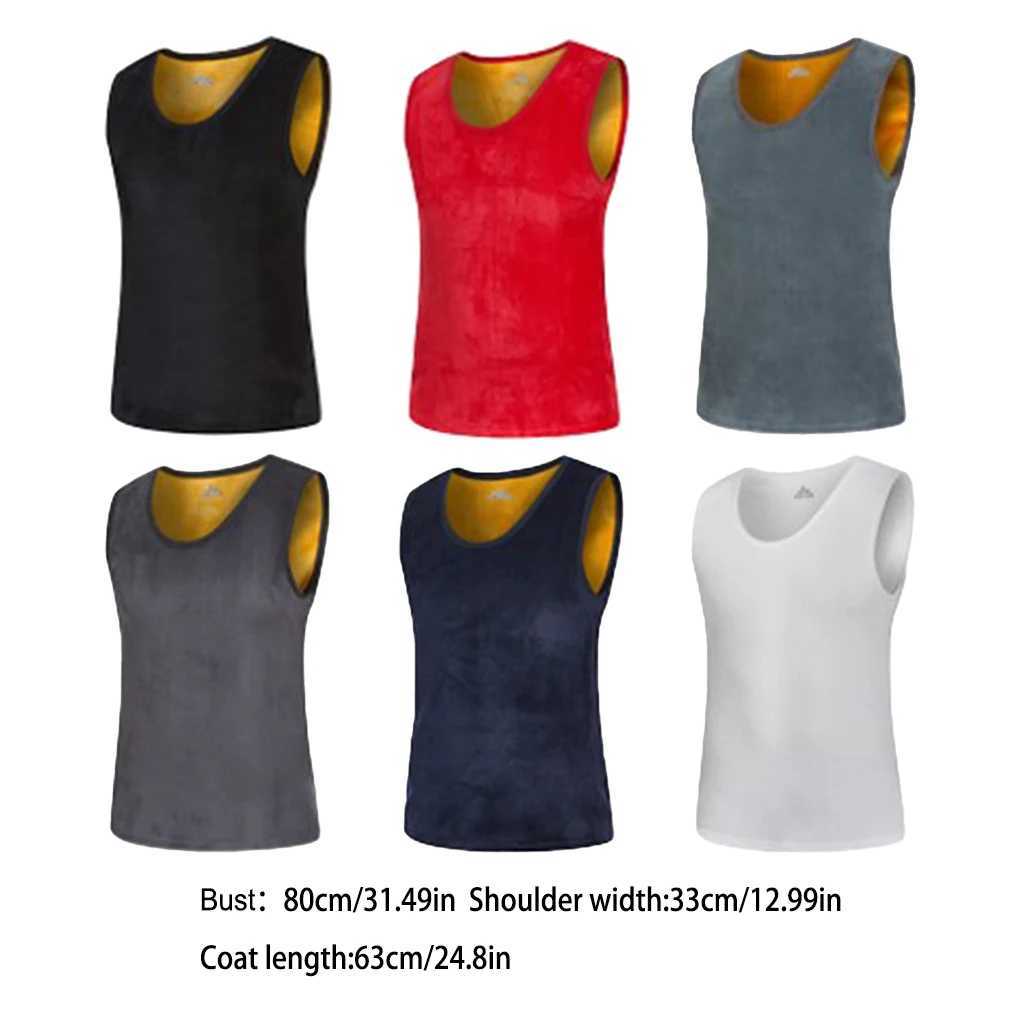 2 pieces of mens thermal underwear vest solid color basic sole comfortable W240903