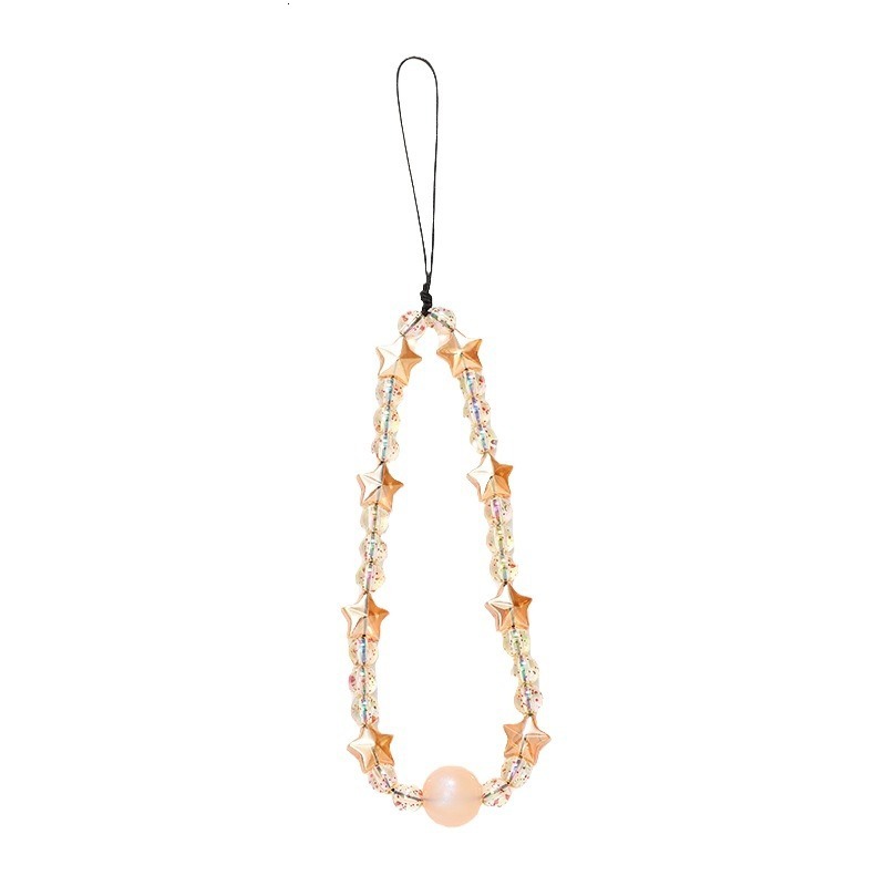 New Four Leaf Clover Crystal Beaded Phone Chain DIY Phone Case Hanging Rope Short Wrist Strap Anti Loss Chain
