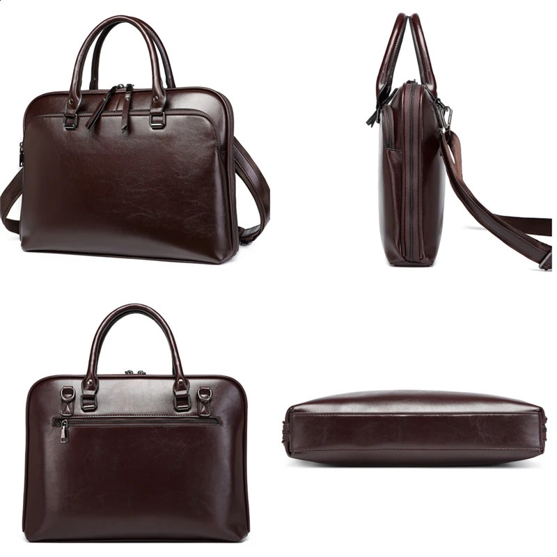 Toptrends denim leather womens briefcase trend ner 14 inch laptop business A4 office shoulder bag 240906