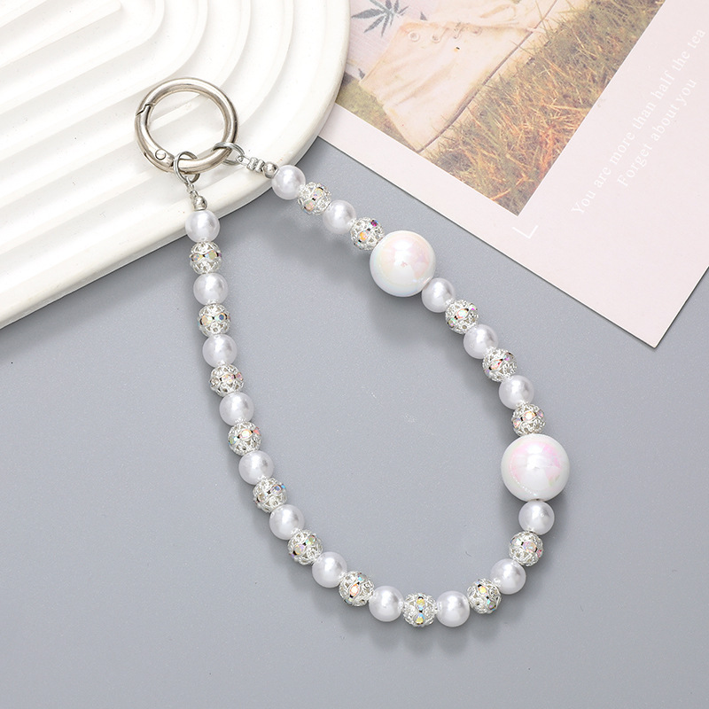 New Light Luxury Solid Color AB Bead Pendant DIY Phone Case Pendant High Grade Hanging Rope Wrist Strap
