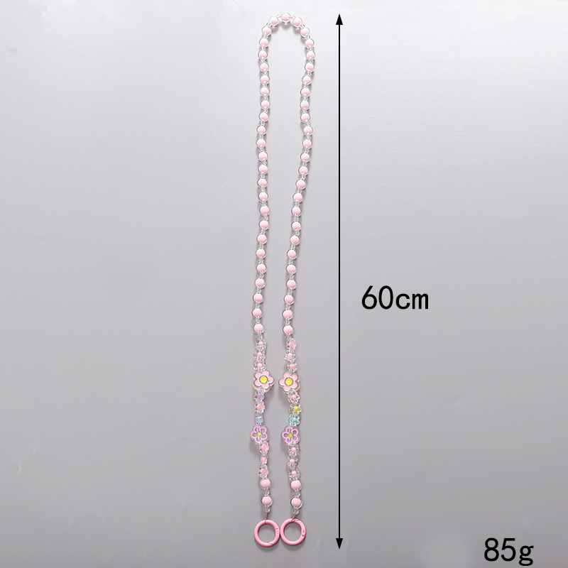 Yilian new in pearl diagonal cross phone case rope drip oil flower accessories bag water cup hanging pendant