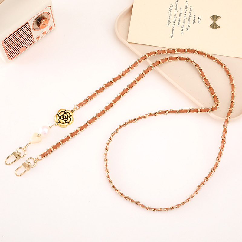 New pearl string leather crossbody long bag DIY accessory small fragrance style hanging rope anti drop mobile phone chain