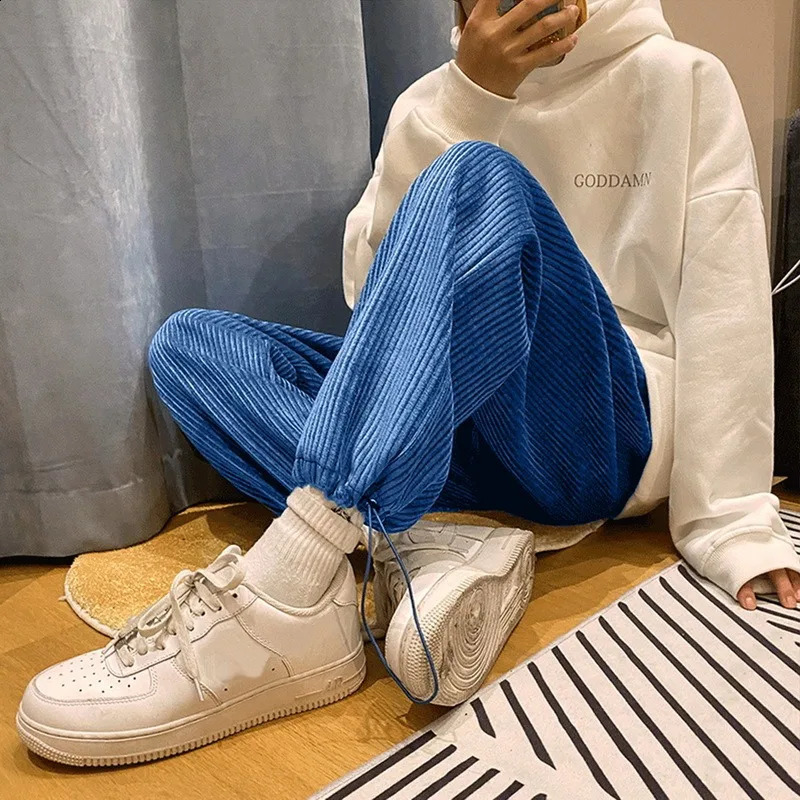 Y2K Man Casual Straight Pants Woman Joggers Clothes Corduroy Streetwear Oversize Trousers Man Korean Streetwear Pants For Men 240905