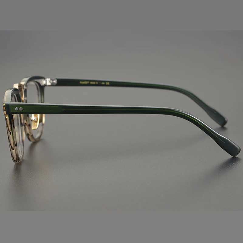 Vintage handmade personalized Ombre green glasses square frame suitable for large fashionable mens high-end business optical glasses W240906