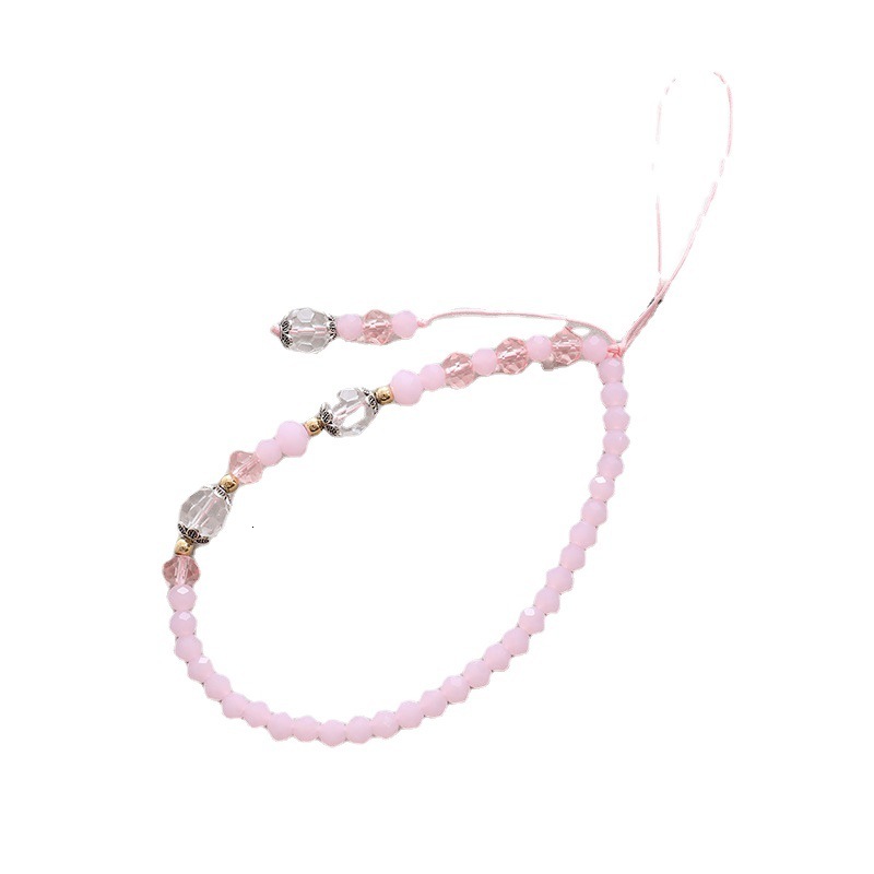 Yilian New Creative Crystal Chain Fashion Flat Bead Anti Loss Phone Hanging Rope Short Pendant for Women
