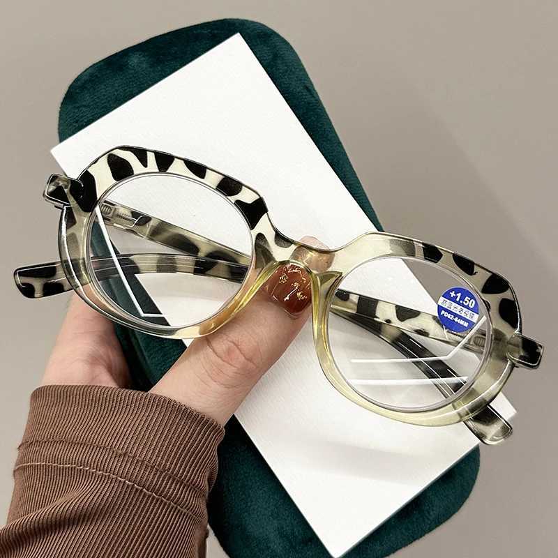 Retro oval reading glasses polygonal 2-color PC frame blocking blue light Presbyterian glasses+1.0+1.5+2.0+2.5+2.5+4.0 neutral version W240906