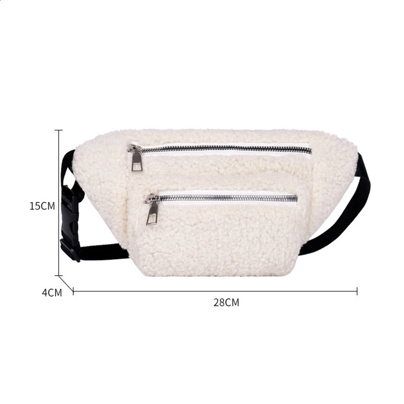 Plush Womens Waist Bag Solid Color Belt Bags Shoulder Crossbody Chest Female Fanny Pack Banana Hip Purse 240906