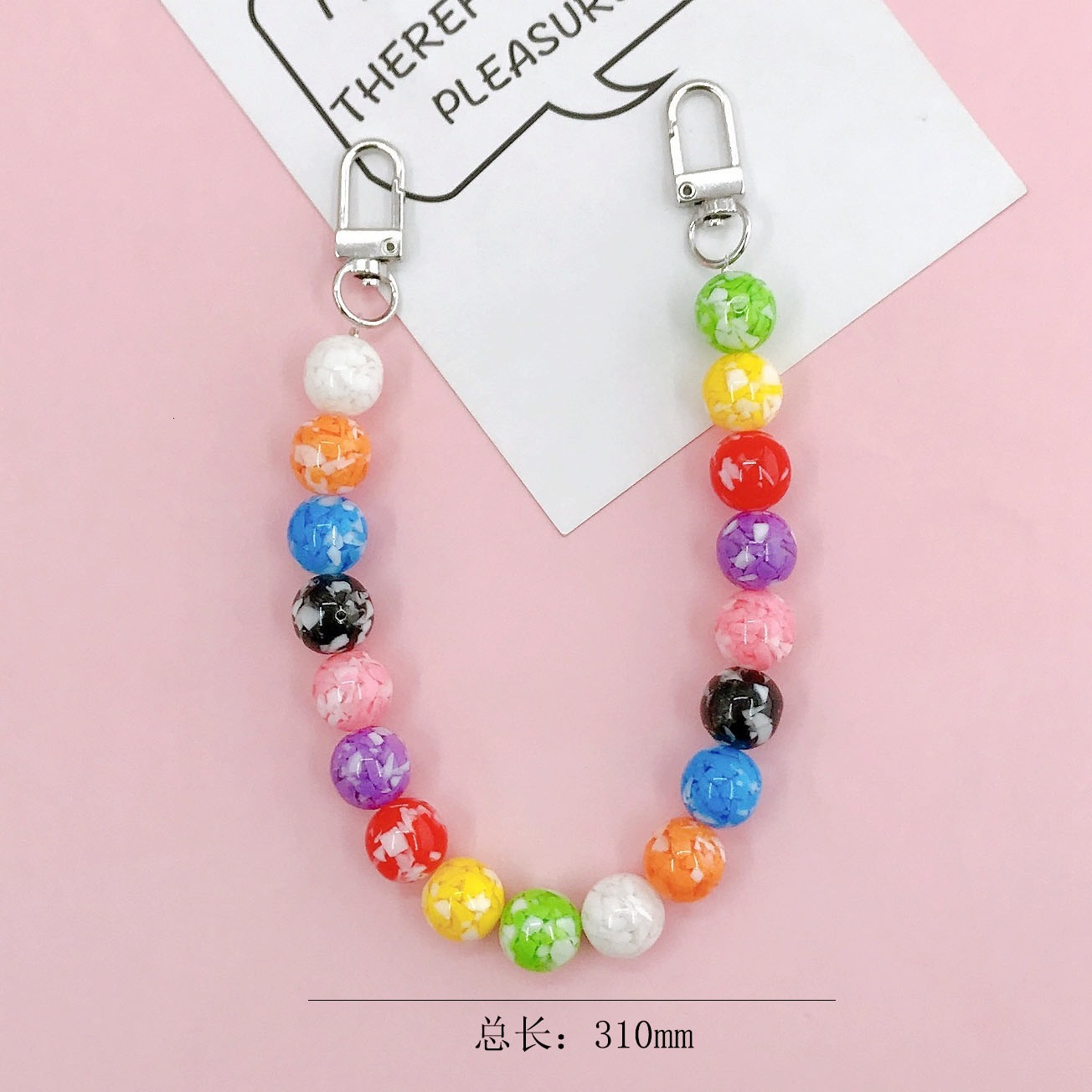 Creative new acrylic colored bracelet DIY phone case accessory colorful round bead handheld chain