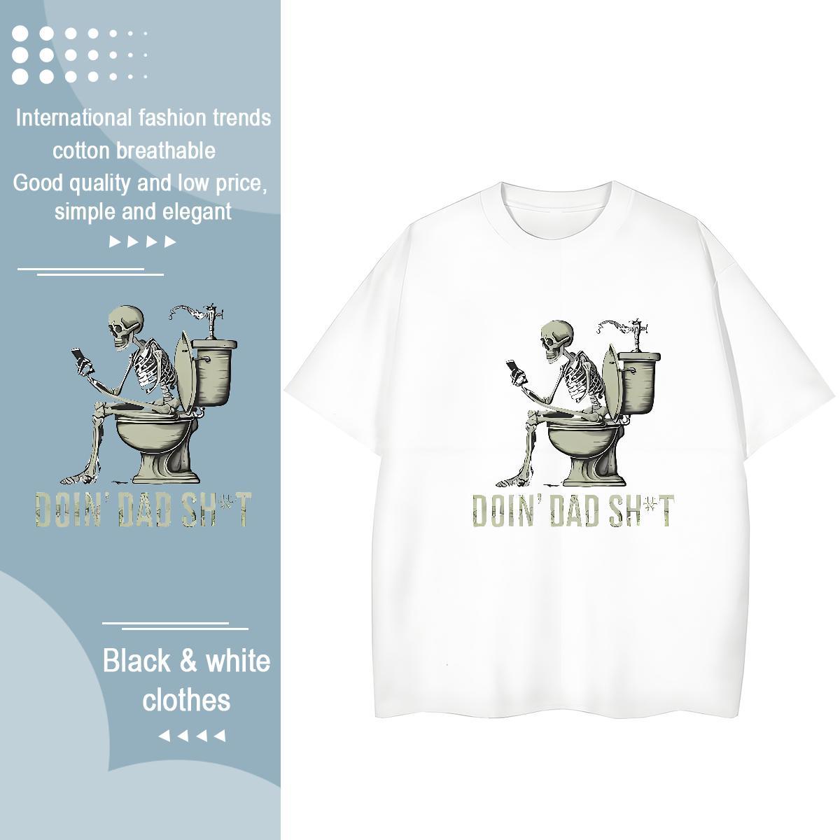 2024 DIY T Shirts Women 230g Cotton Breathable Short Sleeve Sports Casual skull Unisex Tshirts Wholesale Custom Cartoon Top Tees