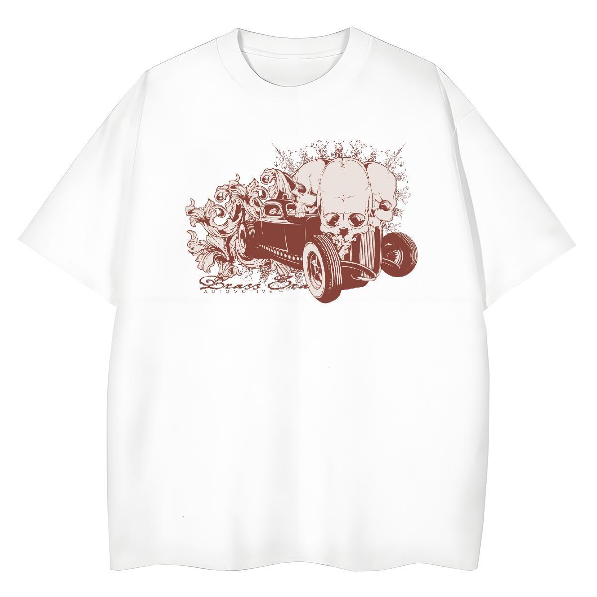 2024 Casual Women T Shirts 230g 100% Cotton O Neck Short Sleeves Street Wear skull Unisex Tshirts Comfortable Oversized Clothes Shirt