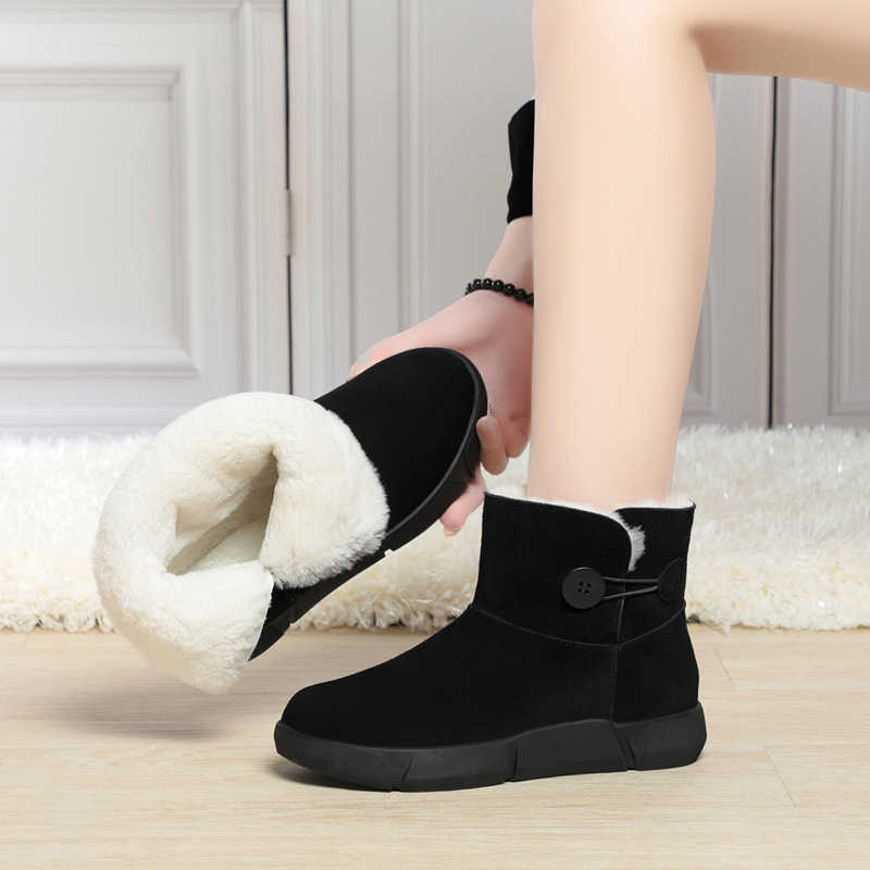 CMM Winter Velvet Thickened Fur Integrated Snow Boots for Women Northeast China Degrees Celsius Large Cotton Shoes Leather Wool Large Size Womens Shoe