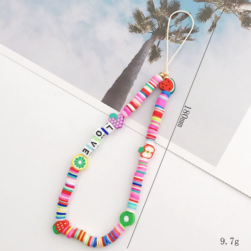 Yilian New Fruit Chain Handmade DIY Soft Ceramic Letter Beaded Rope Anti Loss Phone Case