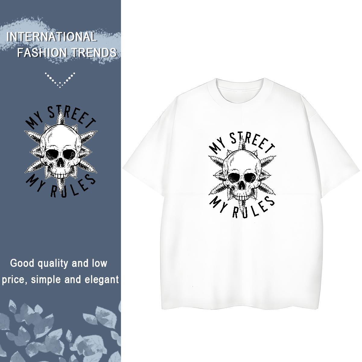 Fashion Casual T Shirt For Woman 100% Cotton 230g Comfortable Casual Daily Wear skull Tshirt for Man Woman Nice Cartoon Print Polos