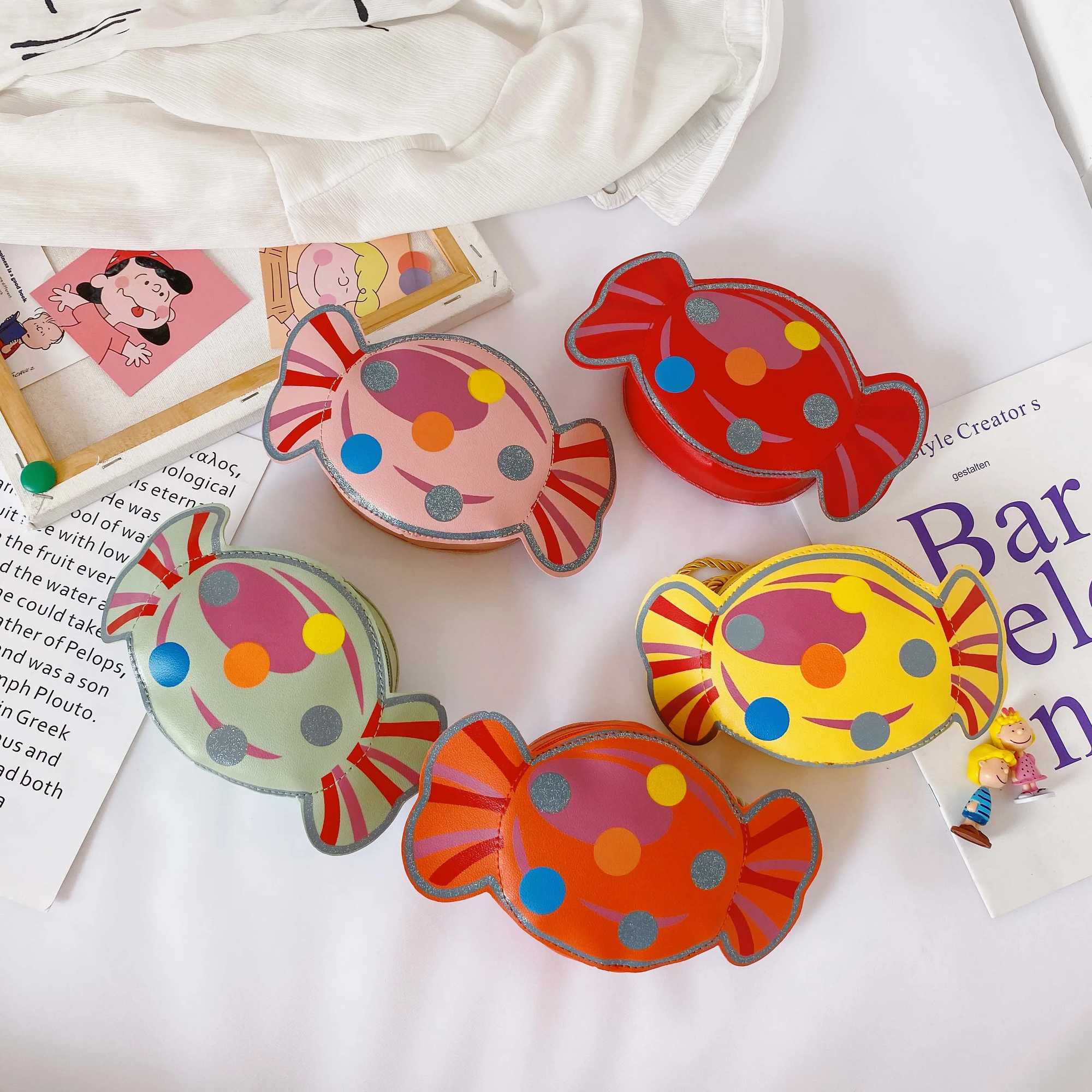 Cute candy childrens cross bag PU leather cartoon girl shoulder bag wallet childrens handbag cute princess wallet childrens bag W240906