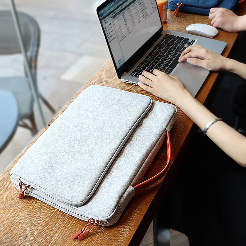 Universal laptop tote bag 13/14/15 inch laptop case suitable for Macbook double zipper laptop tote bag suitable for iPad briefcase 240903