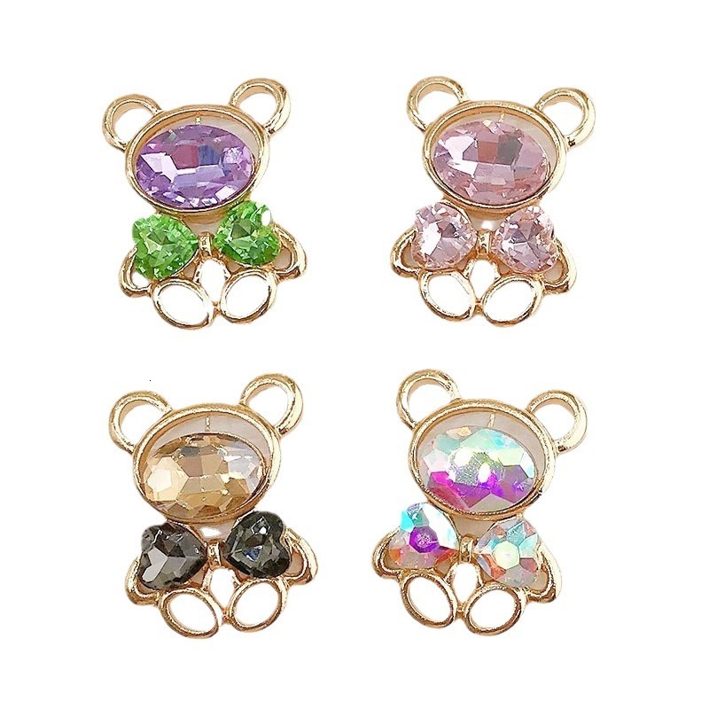 New Small Crystal Gem Bear Zinc Alloy Jewelry Phone Case DIY Accessories Hole Shoes DIY Accessories Women