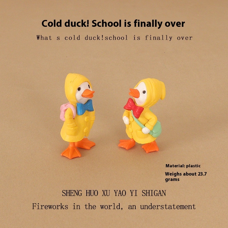 Cute Little Duck Design Backpack - Unique Plastic Artwork Ideal for Vehicle Accessories