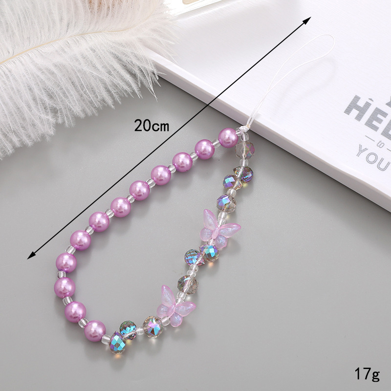 Ins New Crystal Love Chain Bead High Beauty CCD Camera Pendant Phone Hanging Anti Loss Rope