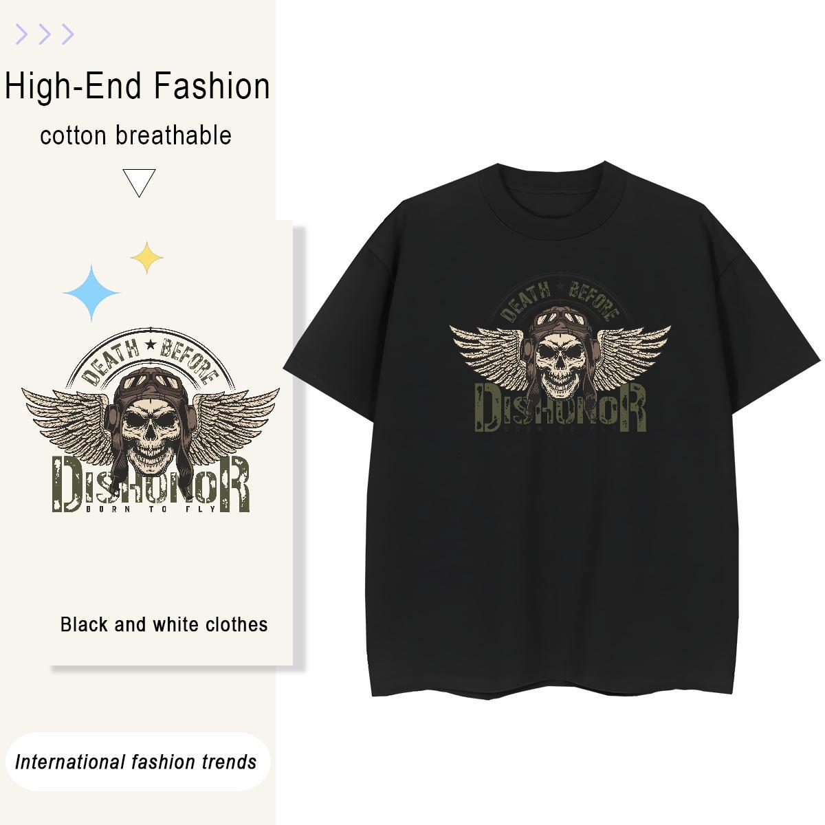 Fashion T-Shirts 100% Cotton 230g Breathable Crew Neck Sport skull Woman Tshirt Free Shipping Cartoon Anime Tees