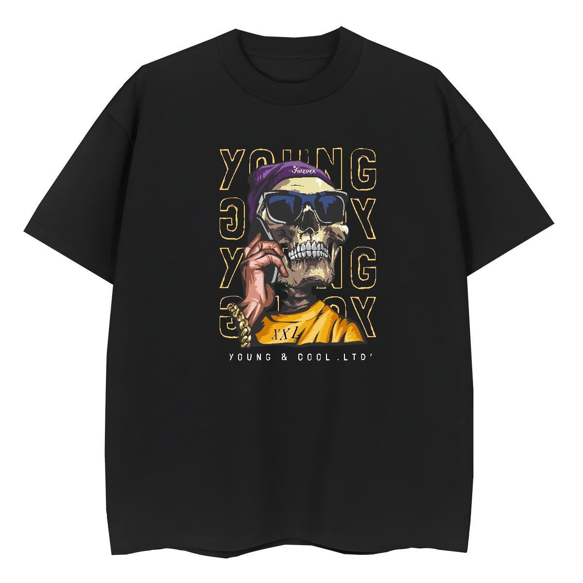 Fashion Casual T-Shirts 230g Pure Cotton Breathable Short Sleeve Sports Street Wear skull Lady T shirt Soft Custom Printed Tees