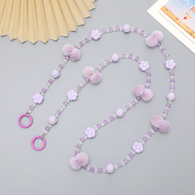 Yi Love Autumn and Winter New Colored Flower Cross Body DIY Handmade Beaded Small Fresh Phone Case Bag Shoulder Strap Chain for Women