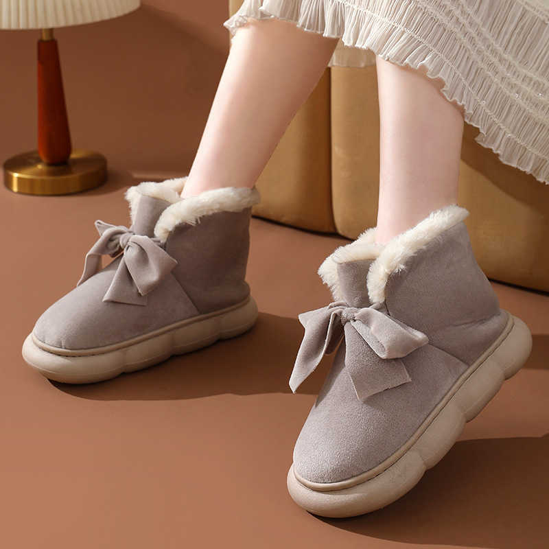 CMM Winter Thick Womens Mid Tube Snow Boots Velvet for Warmth and Anti Slip Thick Bottom Outdoor Short Tube Cotton Shoes