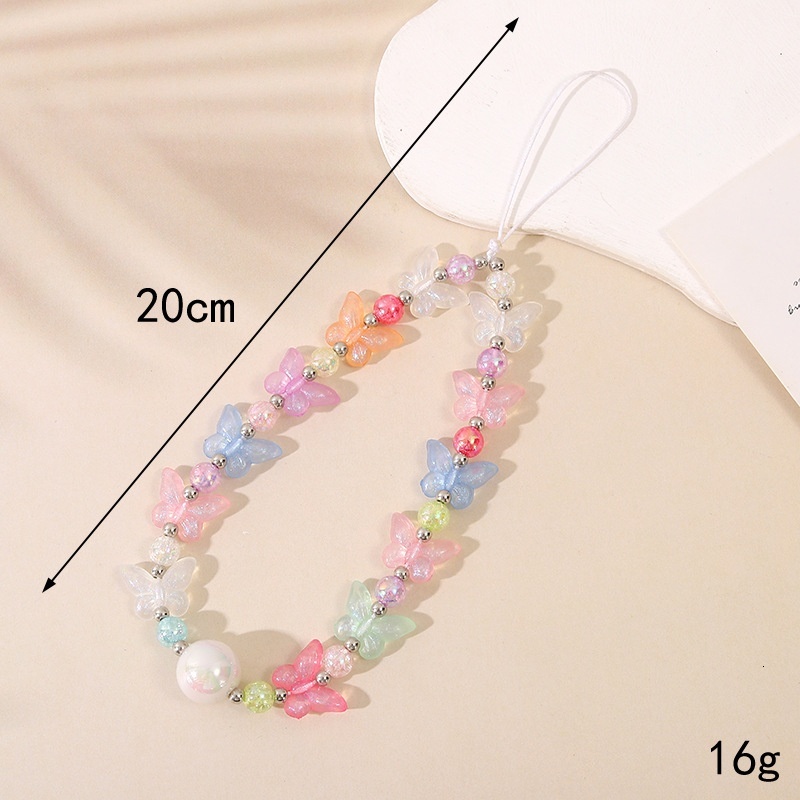 Creative new chain bead mixed pearl bow mobile lanyard phone case keychain pendant