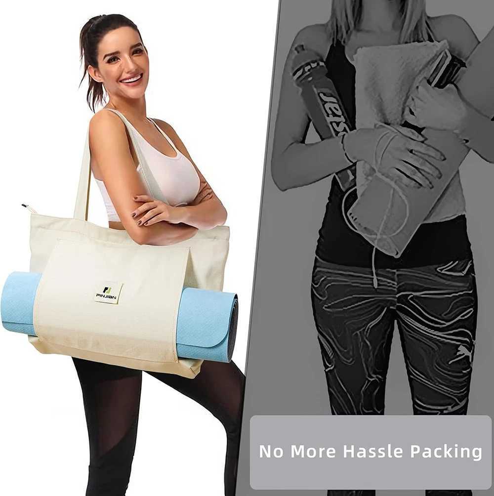 Female yoga bag with yoga mat handbag canvas handbag for Pilates shoulder for travel office beach exercise W240906