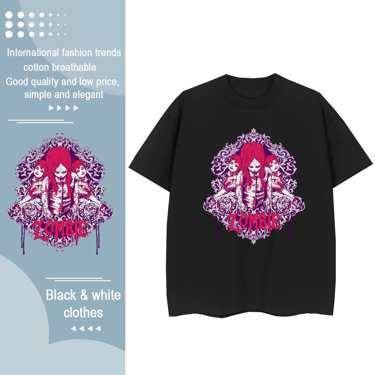 Brand T-Shirts for Women 230g Cotton Crew Neck Breathable Casual Beach skull Womens Tshirts High quality DIY Anime Tee Shirt