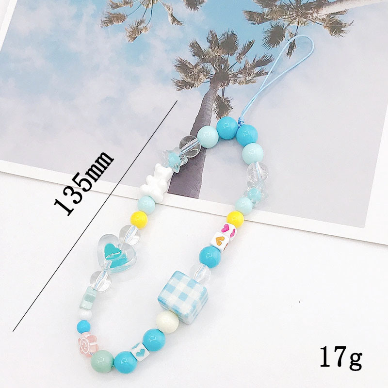 New handmade bead DIY phone case accessories, square grid phone chain