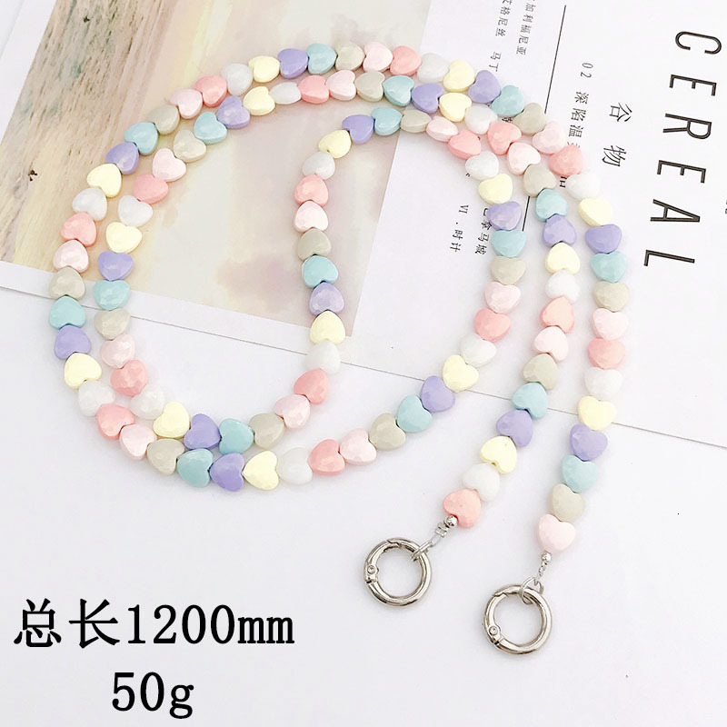 Yilian new colorful love diagonal bag shoulder strap rope pendant anti fall phone chain bead handmade hanging decoration