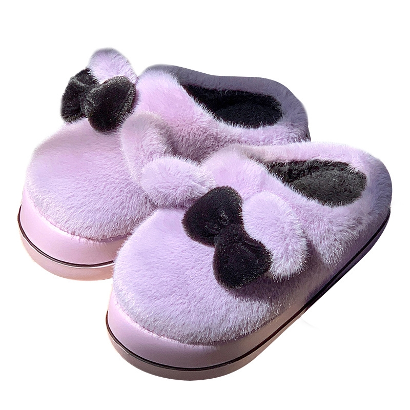 Cotton Winter New 2024 Slippers Indoor Home Furnishings Anti slip Thick Bottom Butterfly Knot for Warmth and Plush Fury Free Shipping Lhshoe