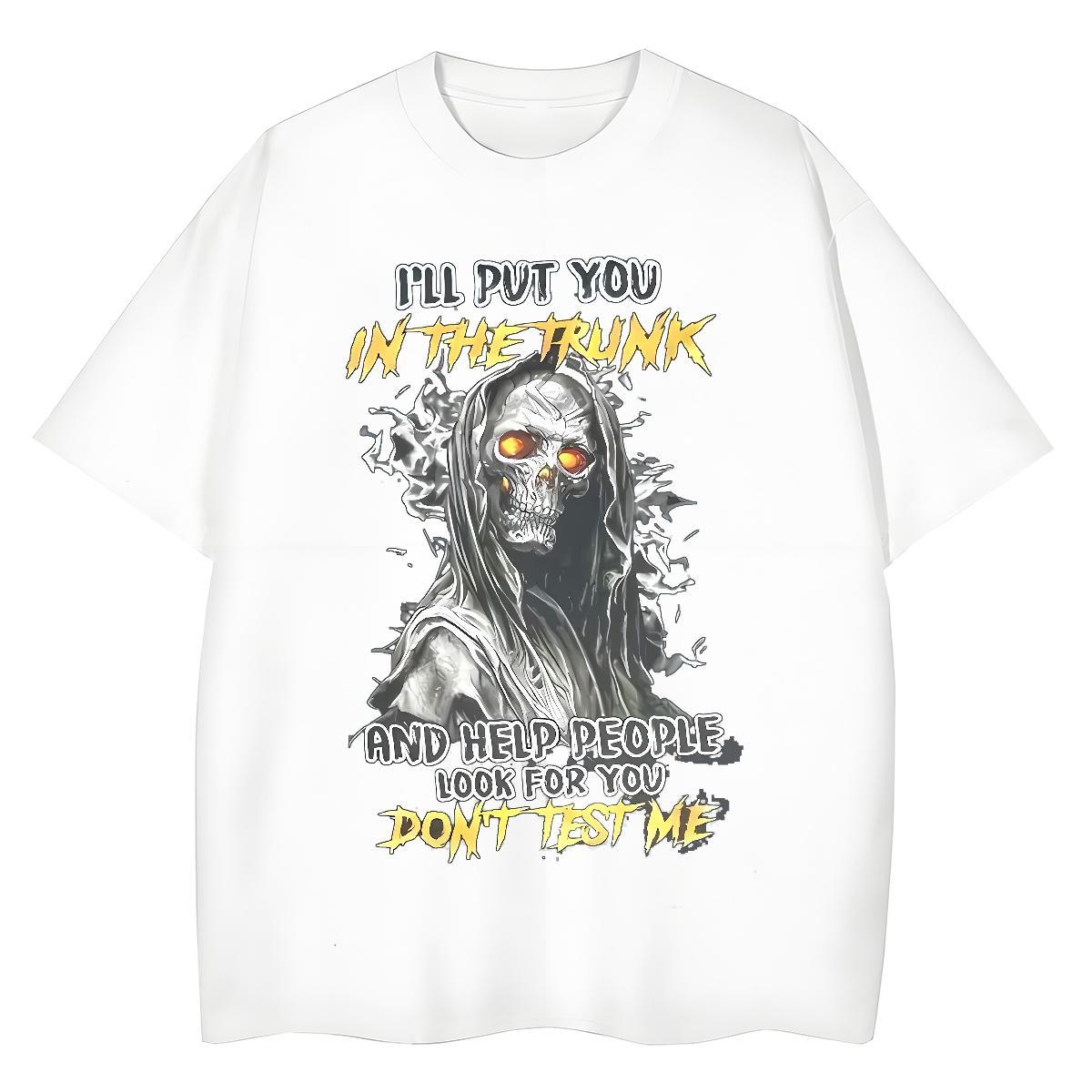 Fashion Casual T shirt 230g Cotton Breathable Sports Street Wear skull Couples T Shirts Free Shipping Cartoon Anime Clothes
